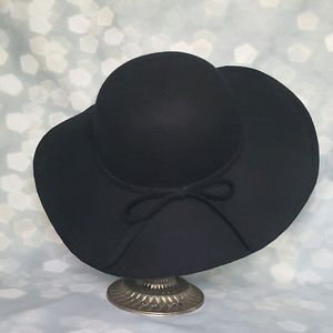 Black Wool Floppy Boho Style Hat